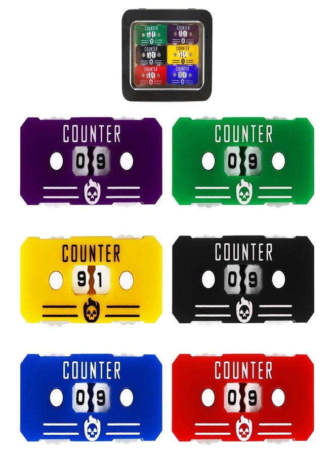 FourDragons 6PCS Life Counter Set with Metal Box, Health Tracker Life Counters Twin Digits for Magic Card Games Accessories D&D RPG CCG TCG Tabletop Board Games - Image 1
